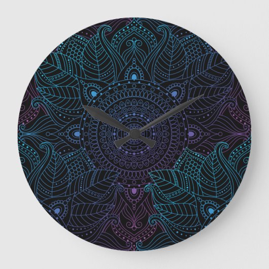 Arabesque Bliss: Oriental Mandala Magic Große Wanduhr (Vorderseite)