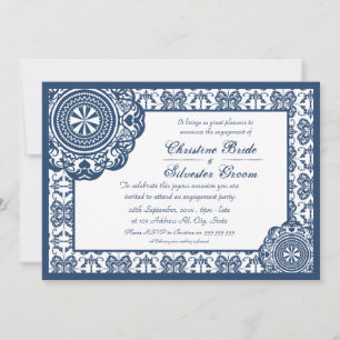Arabesque Blue Lace, 12x18 Verlobung Einladung