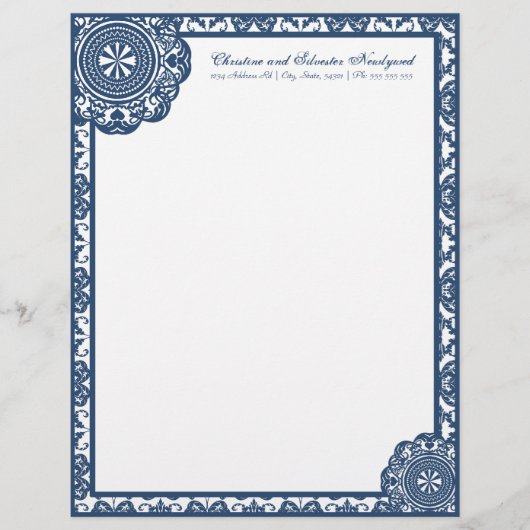 Arabesque Blue Lace, Letterhead Briefkopf (Vorderseite)