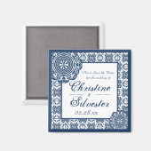 Arabesque Blue Lace, Platz Save the Date Magnet (Vorderseite/Rückseite)