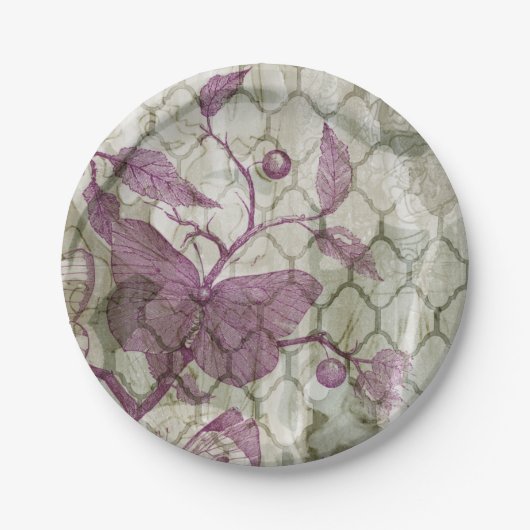 Arabesque Butterflies III Pappteller (Vorderseite)