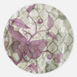 Arabesque Butterflies III Runder Aufkleber