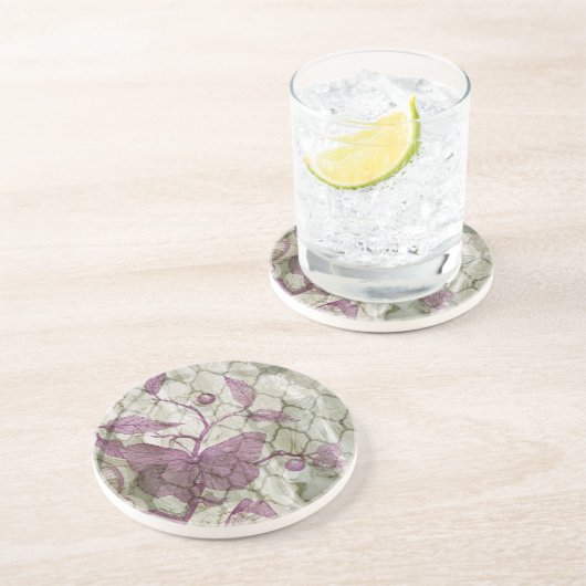 Arabesque Butterflies III Sandstein Untersetzer (Seite)