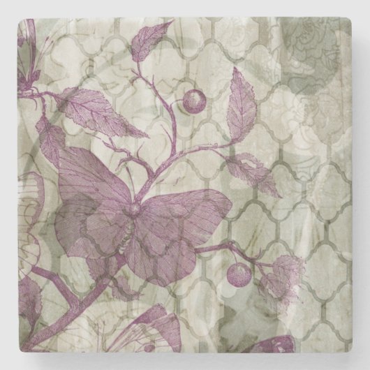 Arabesque Butterflies III Steinuntersetzer (Vorderseite)