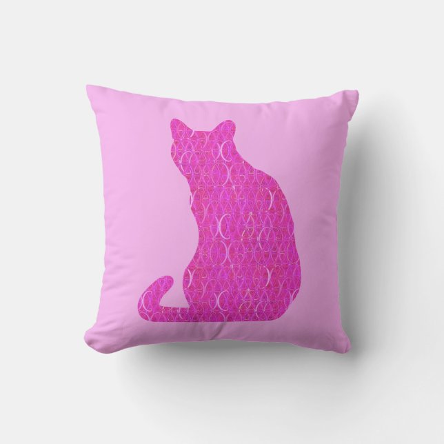 Arabesque Cat - Fuschia, heiß rosa Kissen (Vorderseite)