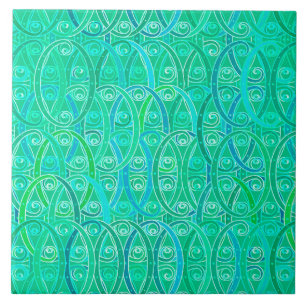 Arabesque Damask - Aqua und Türkis Fliese