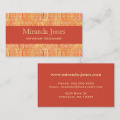 Arabesque Damask - Korallen und Mandarin Orange Visitenkarte (Vorne/Hinten)