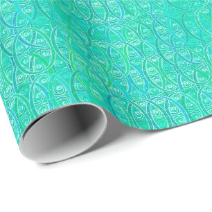 Arabesque-Damast - Aqua und Türkis Geschenkpapier