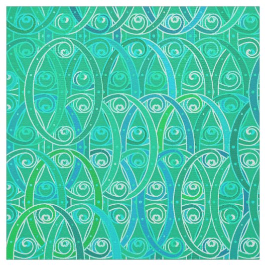 Arabesque-Damast - Aqua und Türkis Stoff (Muster)
