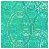 Arabesque-Damast - Aqua und Türkis Stoff (Nahaufnahme)