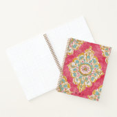 Arabesque Damast Rosa Gold Medaillon Monogrammiert Notizblock (Innenseite)