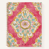 Arabesque Damast Rosa Gold Medaillon Monogrammiert Notizblock (Vorderseite)