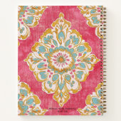 Arabesque Damast Rosa Gold Medaillon Monogrammiert Notizblock (Rückseite)