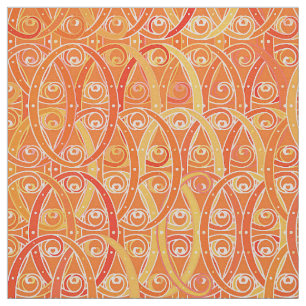 Arabesque-Damast - Weichorange und Koralle Stoff