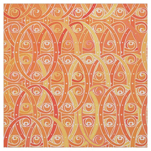 Arabesque-Damast - Weichorange und Koralle Stoff (Muster)