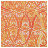 Arabesque-Damast - Weichorange und Koralle Stoff (Nahaufnahme)