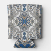 Arabesque Elegance: Weißblaues islamisches Muster. Dosenkühler (Rückseite)