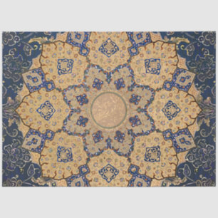 Arabesque Ephemera Blue n Gold Vintag Decoupage Seidenpapier