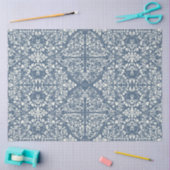 Arabesque Floral Vines Blue Ivory LG Decoupage Seidenpapier (Basteln)