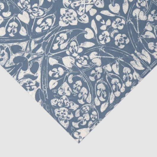 Arabesque Floral Vines Blue Ivory LG Decoupage Seidenpapier (Ausschnitt)