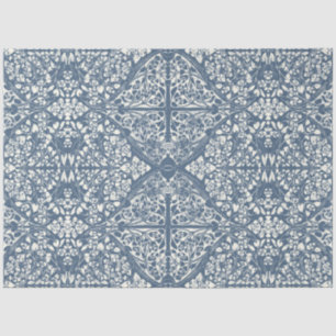 Arabesque Floral Vines Blue Ivory LG Decoupage Seidenpapier