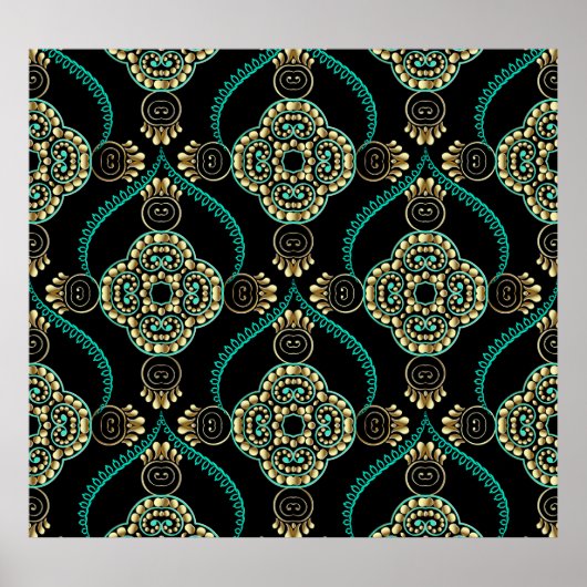 Arabesque floral, Vintag Elegance Muster. Poster (Vorne)