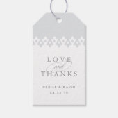 Arabesque Gastgeschenk Hochzeit Tags | Grau Geschenkanhänger (Vorderseite)