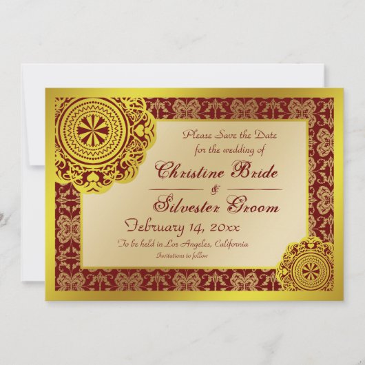 Arabesque Gold Lace, 12x18 Save the Date (Vorderseite)
