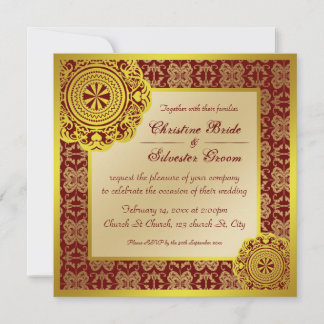Arabesque Gold Lace, 5.25x5.25 Hochzeit einladen Einladung