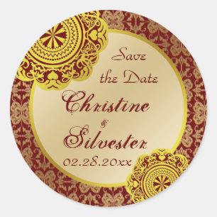 Arabesque Gold Lace, Save the Date Aufkleber