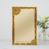 Arabesque Gold Lace, Schreibwaren Briefpapier (Stehend Vorderseite)