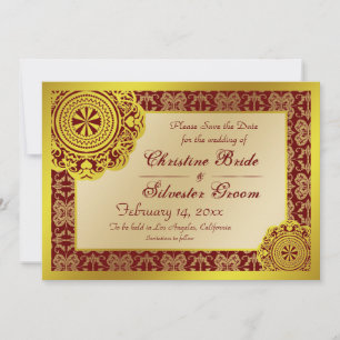 Arabesque Goldlitze, 5x7 Save-the-Date-Karte Save The Date