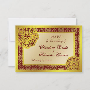 Arabesque Goldlitze, 8,9cm x 12,7cm Hochzeit RSVP Einladung