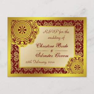 Arabesque Goldlitze, RSVP-Postkarte Einladungspostkarte