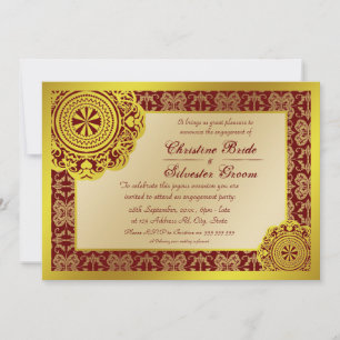 Arabesque Goldverzierung, 5x7 Verlobung Einladung