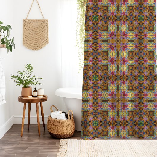 Arabesque Hearts Fractal Pattern   Duschvorhang