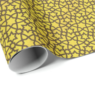 Arabesque in Gelb und Schwarz Geschenkpapier