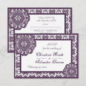 Arabesque Lila Lace, 3.5"x5" Hochzeit rsvp Karte (Vorne/Hinten)