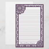 Arabesque Lila Lace, Schreibwaren Briefpapier (Vorne/Hinten)