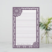 Arabesque Lila Lace, Schreibwaren Briefpapier (Stehend Vorderseite)