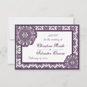 Arabesque Lila Spitze, 8,9cm x 12,7cm Hochzeit RSV RSVP Karte