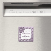 Arabesque Lila Spitze, quadratisch Save the Date Magnet (In Situ (Geschirrspüler))