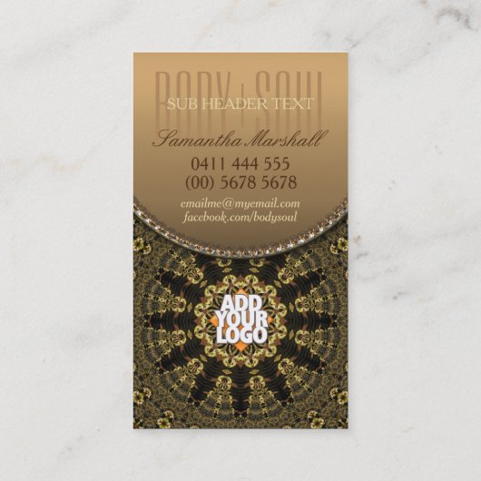 Arabesque Mandala Gold OM New Age Business Card Visitenkarte (Rückseite)