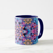 Arabesque Mandala in Blau und Rosa Tasse (VorderseiteRechts)