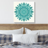 Arabesque Mandala Kunst - Aquamarin und Türkis Geo Leinwanddruck (Insitu (Schlafzimmer))