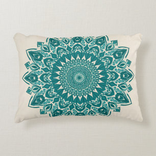 Arabesque Mandala Pillow - Aquamarin geometrischer Dekokissen