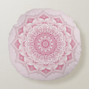 Arabesque Mandala Pillow - Pink Geometric Decorati Rundes Kissen