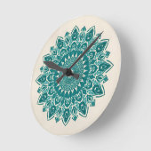 Arabesque Mandala Wall Clock - Aquamarin geometris Runde Wanduhr (Winkel)