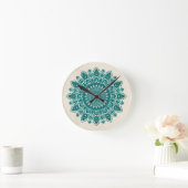 Arabesque Mandala Wall Clock - Aquamarin geometris Runde Wanduhr (Zuhause)