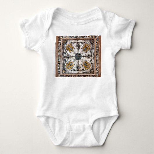 Arabesque Marmortextur Vintage Patchwork Baby Strampler (Vorderseite)